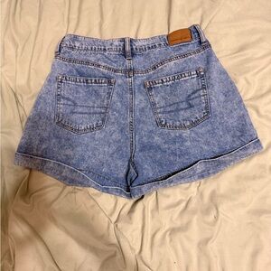 American Eagle Outfitters Light Blue Acid Wash High-Rise Cuffed Jean Shorts